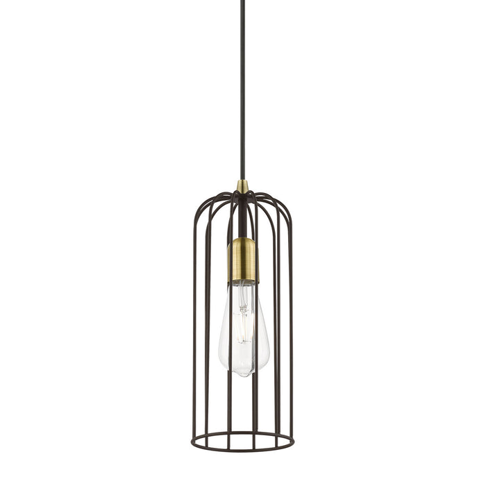 Livex Lighting - 49713-07 - One Light Pendant - Glenbrook - Bronze with Antique Brass