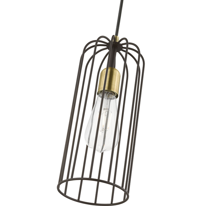 Livex Lighting - 49713-07 - One Light Pendant - Glenbrook - Bronze with Antique Brass