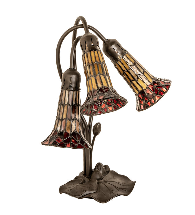 Meyda Tiffany - 251684 - Three Light Table Lamp - Stained Glass Pond Lily - Mahogany Bronze