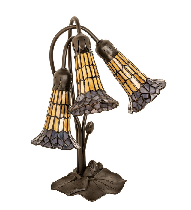 Meyda Tiffany - 251687 - Three Light Table Lamp - Stained Glass Pond Lily - Mahogany Bronze