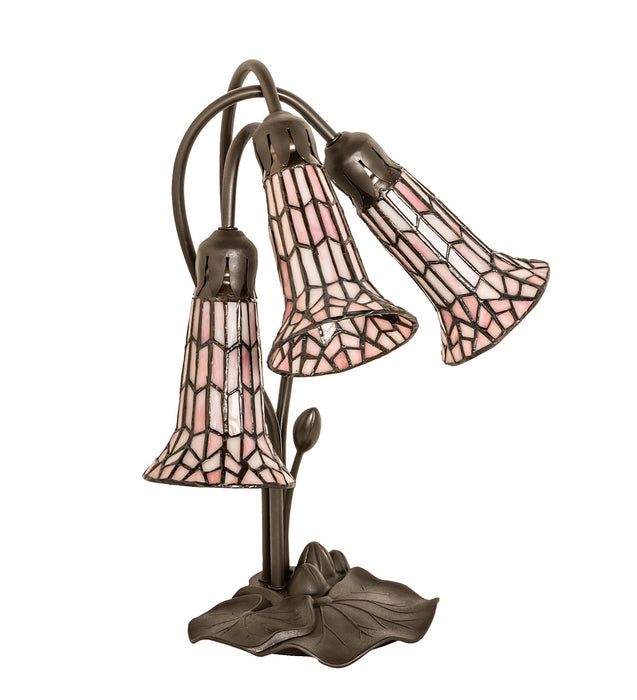 Meyda Tiffany - 251689 - Three Light Table Lamp - Stained Glass Pond Lily - Mahogany Bronze