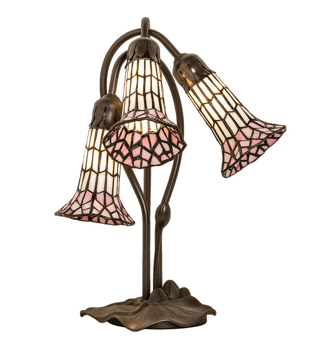 Meyda Tiffany - 251690 - Three Light Table Lamp - Stained Glass Pond Lily - Mahogany Bronze
