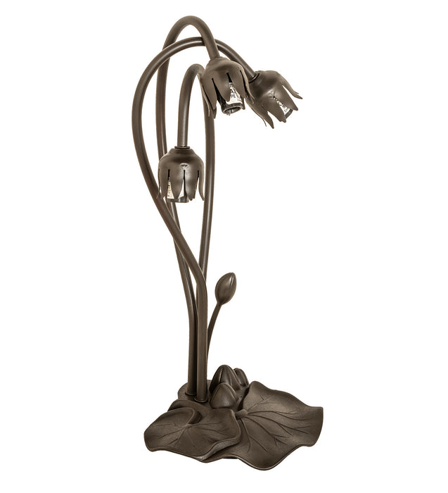 Meyda Tiffany - 251859 - Three Light Table Lamp - Blue/White Pond Lily - Mahogany Bronze