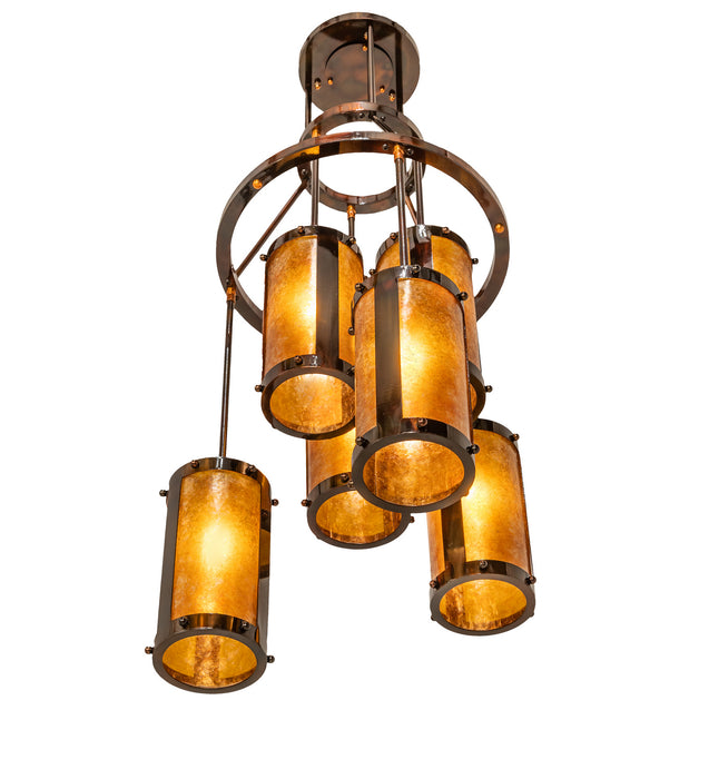 Meyda Tiffany - 250768 - Six Light Chandelier - Cartier - Transparent Copper,Burnished