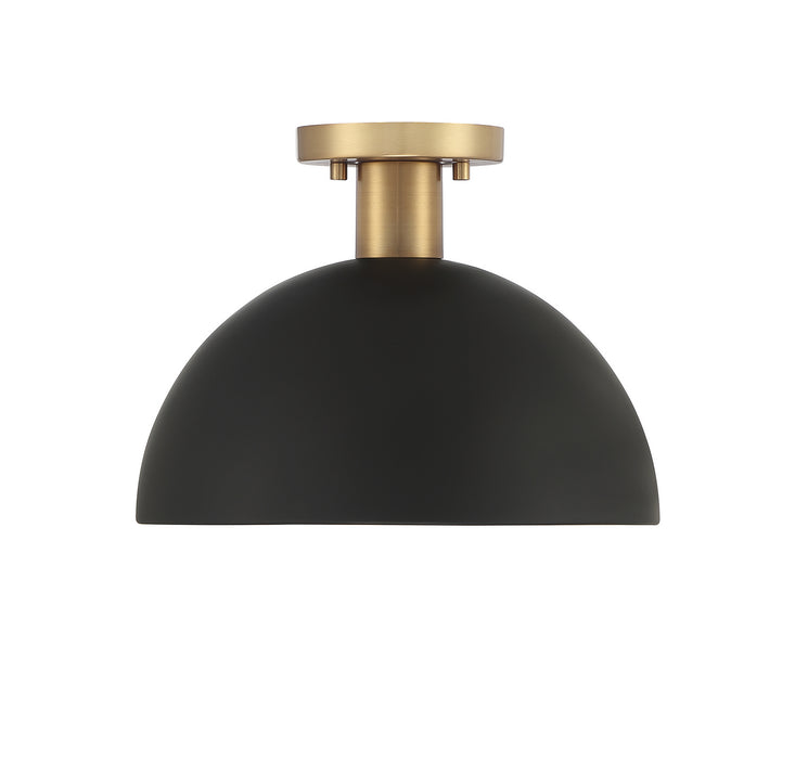 Meridian - M60071MBKNB - One Light Semi-Flush Mount - Matte Black with Natural Brass