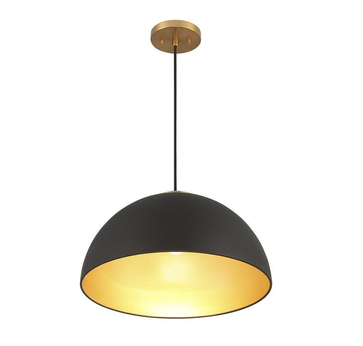 Meridian - M7024MBKNB - One Light Pendant - Matte Black with Natural Brass