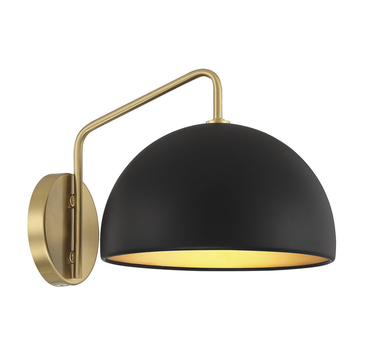 Meridian - M90094MBKNB - One Light Wall Sconce - Matte Black with Natural Brass