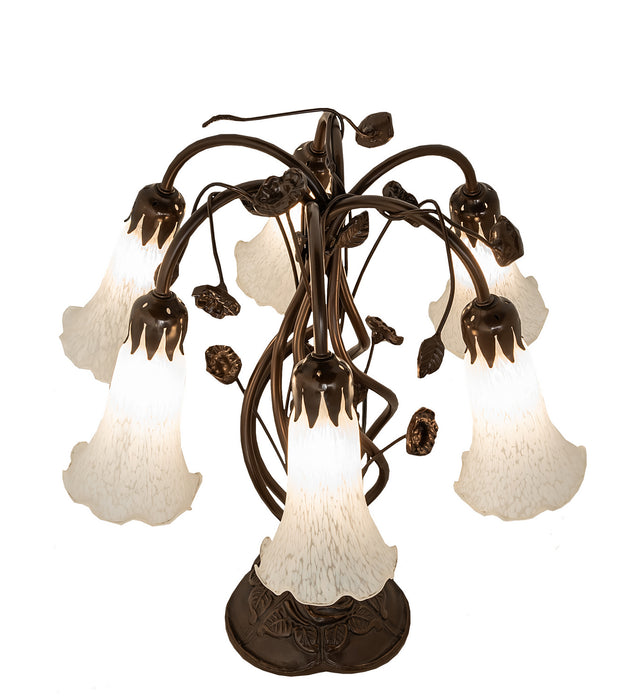 Meyda Tiffany - 255807 - Six Light Table Lamp - White Pond Lily - Mahogany Bronze