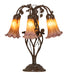 Meyda Tiffany - 255810 - Six Light Table Lamp - Amber/Purple Pond Lily - Mahogany Bronze