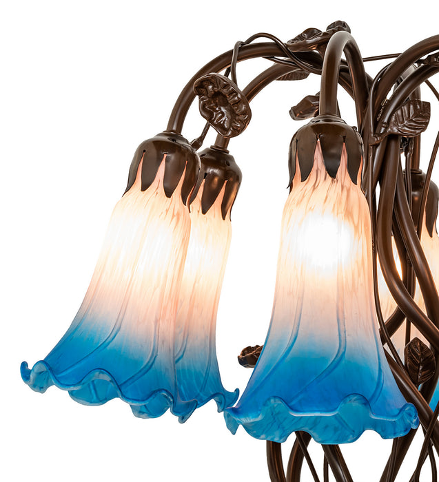 Meyda Tiffany - 255811 - Six Light Table Lamp - Pink/Blue Pond Lily - Mahogany Bronze