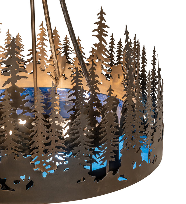 Meyda Tiffany - 256060 - Four Light Pendant - Tall Pines - Antique Copper
