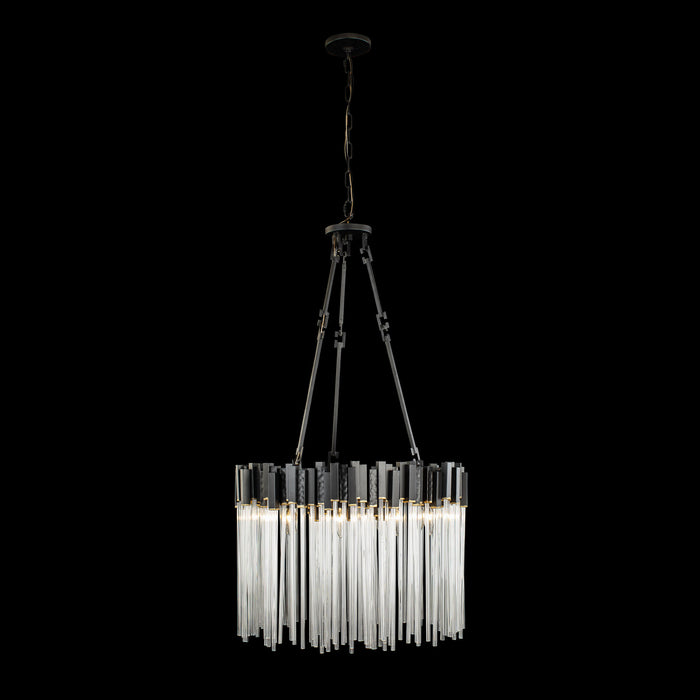 Varaluz - 309P09MBFG - Nine Light Pendant - Matrix - Matte Black/French Gold