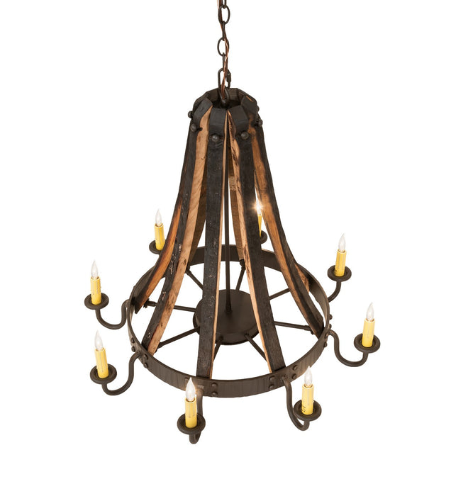 Meyda Tiffany - 253258 - Eight Light Chandelier - Barrel Stave - Natural Wood,Oil Rubbed Bronze
