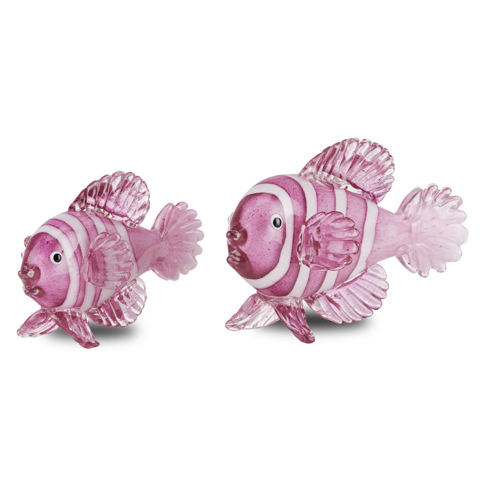 Currey and Company - 1200-0563 - Fish Set of 2 - Pink/White