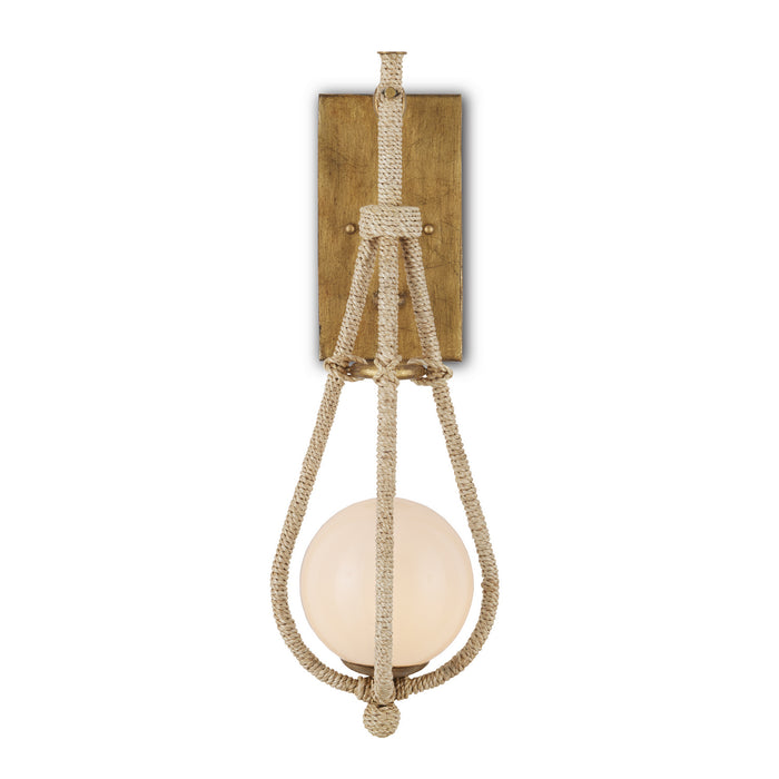 Currey and Company - 5000-0211 - One Light Wall Sconce - Natural Rope/Dorado Gold/Frosted