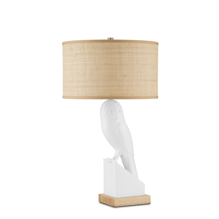 Currey and Company - 6000-0816 - One Light Table Lamp - White/Natural Wood/Polished Nickel