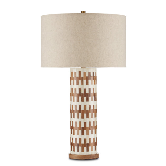 Currey and Company - 6000-0824 - One Light Table Lamp - White/Natural/Antique Brass