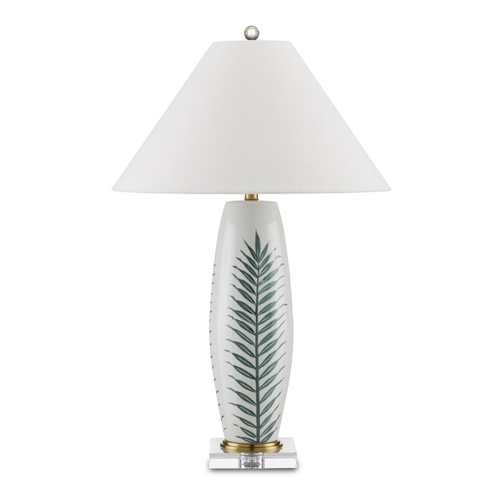 Currey and Company - 6000-0843 - One Light Table Lamp - White/Green/Clear/Polished Brass