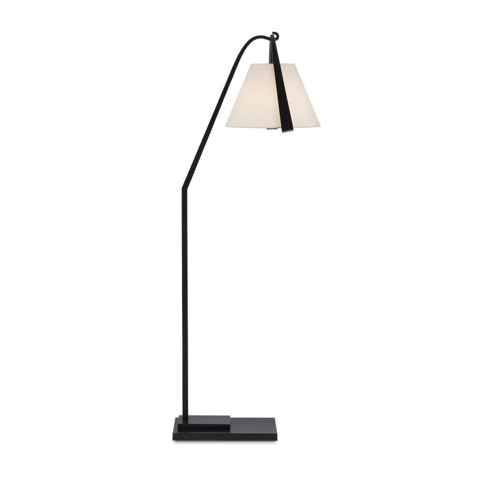 Currey and Company - 8000-0122 - One Light Floor Lamp - Satin Black/Brushed Brown