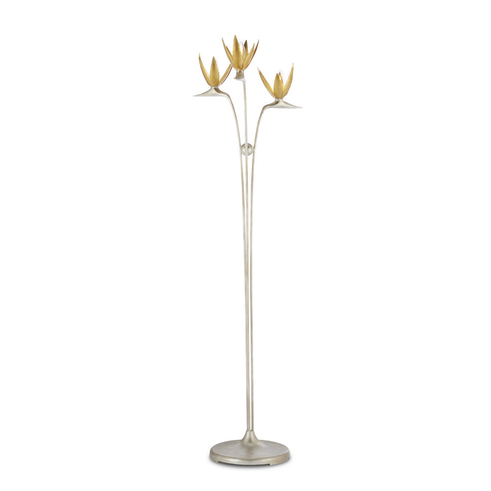 Currey and Company - 8000-0130 - Three Light Floor Lamp - Contemporary Silver Leaf/Contemporary Gold Leaf