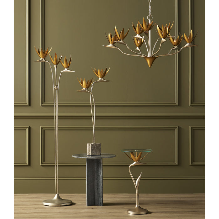 Currey and Company - 8000-0130 - Three Light Floor Lamp - Contemporary Silver Leaf/Contemporary Gold Leaf