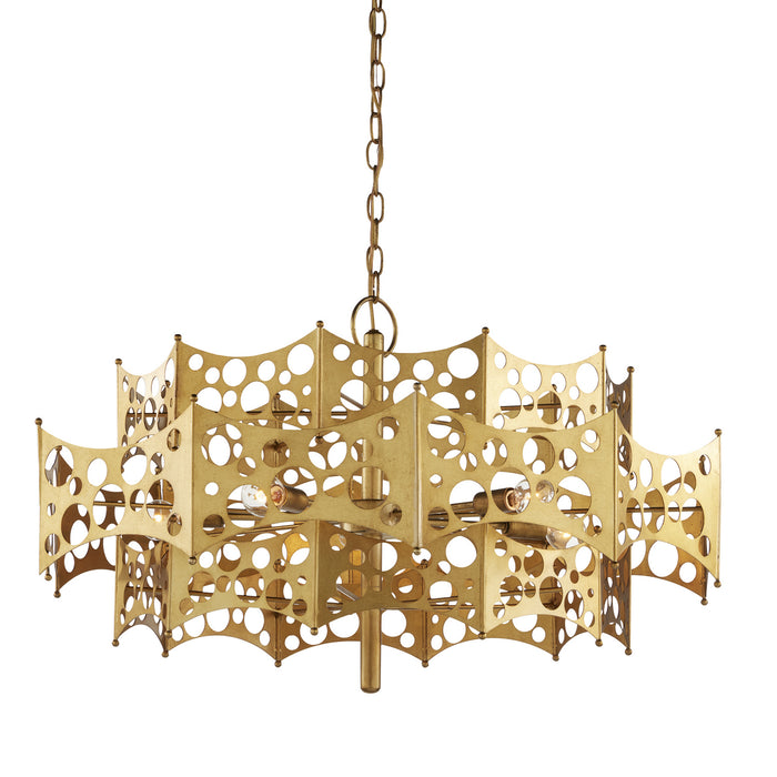 Currey and Company - 9000-0971 - Five Light Chandelier - Contemporary Gold Leaf