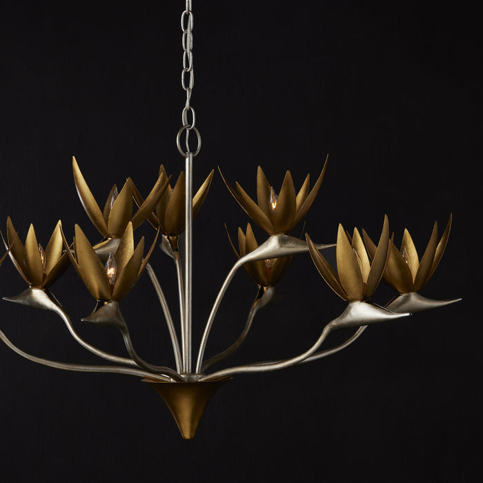 Currey and Company - 9000-0973 - Nine Light Chandelier - Contemporary Silver Leaf/Contemporary Gold Leaf/ Contemporary Gold