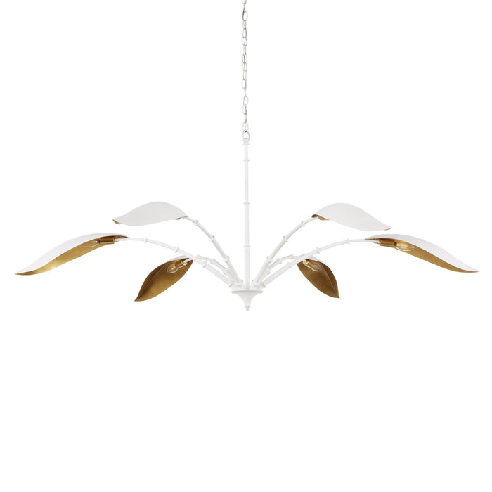 Currey and Company - 9000-0974 - Six Light Chandelier - Gesso White/Contemporary Gold Leaf