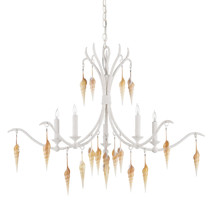Currey and Company - 9000-0988 - Five Light Chandelier - Crushed Shell/Natural/Vanilla
