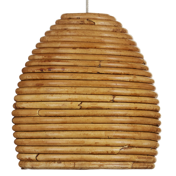 Currey and Company - 9000-0999 - Three Light Pendant - Natural Rattan/Silver