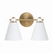 Capital Lighting - 150121AW - Two Light Vanity - Bradley - Aged Brass and White
