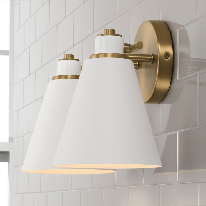 Capital Lighting - 150121AW - Two Light Vanity - Bradley - Aged Brass and White