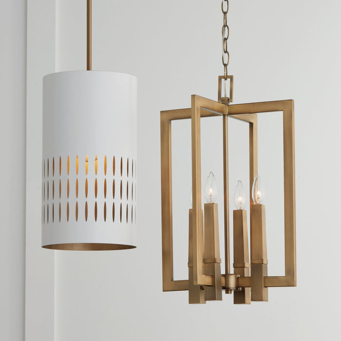 Capital Lighting - 350212AW - One Light Pendant - Dash - Aged Brass and White