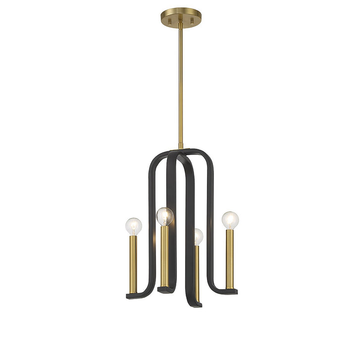 Savoy House - 7-5532-4-143 - Four Light Pendant - Archway - Matte Black with Warm Brass