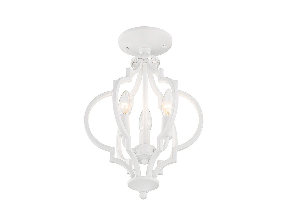 Meridian - M60055BQW - Three Light Convertible Semi-Flush or Pendant - Bisque White