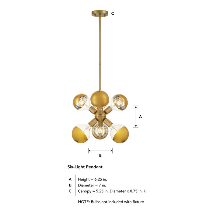 Designers Fountain - D293M-7P-BG - Six Light Pendant - Gambit - Brushed Gold