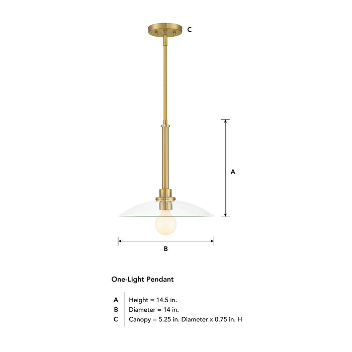 Designers Fountain - D294M-14P-BG - One Light Pendant - Litto - Brushed Gold