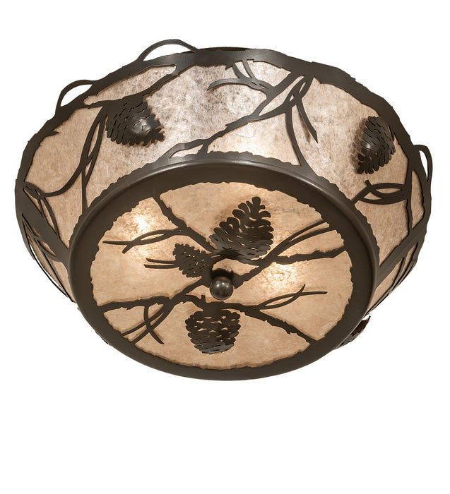 Meyda Tiffany - 258940 - Three Light Flushmount - Whispering Pines - Timeless Bronze