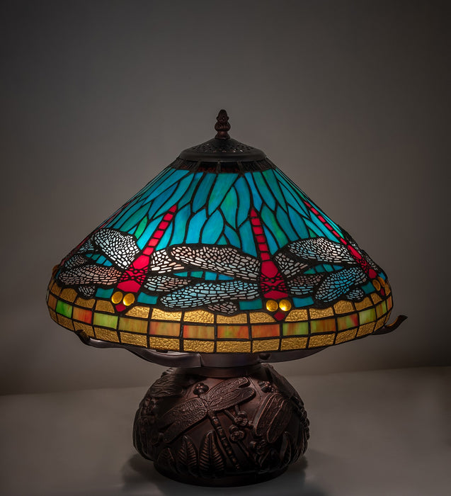 Meyda Tiffany - 261259 - Three Light Table Lamp - Tiffany Dragonfly - Mahogany Bronze