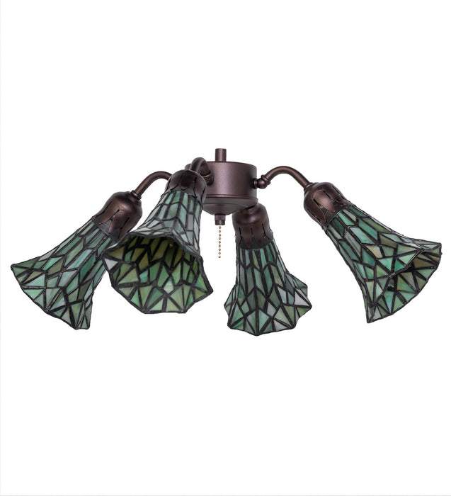 Meyda Tiffany - 261516 - Four Light Fan Light - Stained Glass Pond Lily - Mahogany Bronze