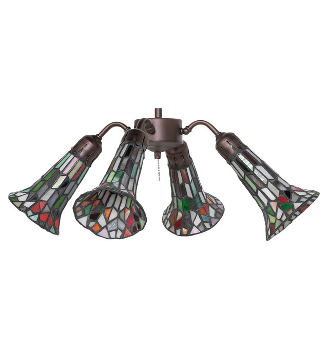 Meyda Tiffany - 261521 - Four Light Fan Light - Stained Glass Pond Lily - Mahogany Bronze