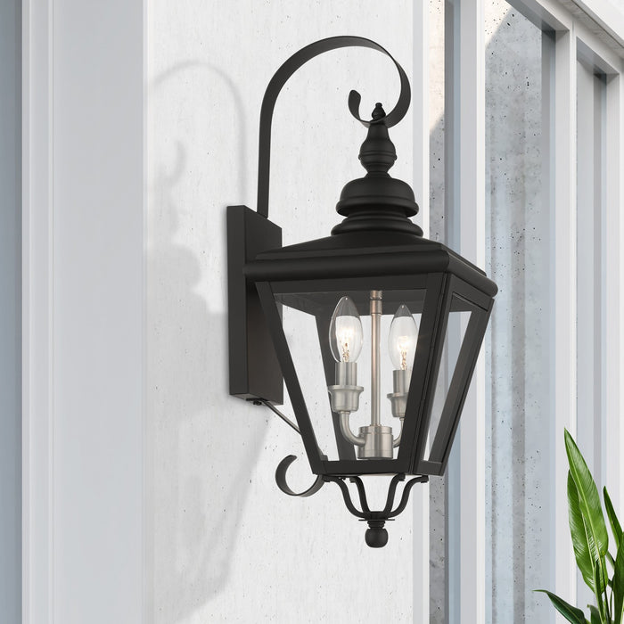 Livex Lighting - 27372-04 - Two Light Outdoor Wall Lantern - Adams - Black with Brushed Nickel