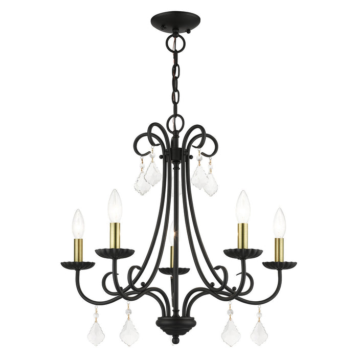 Livex Lighting - 40875-04 - Five Light Chandelier - Daphne - Black with Antique Brass