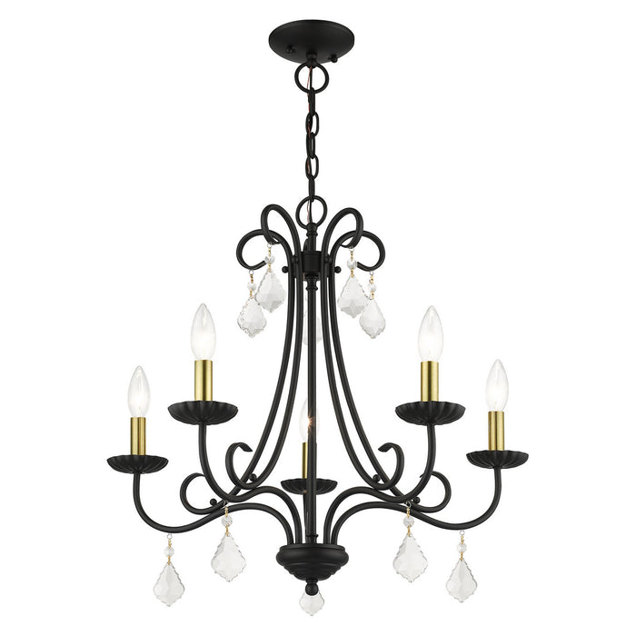Livex Lighting - 40875-04 - Five Light Chandelier - Daphne - Black with Antique Brass