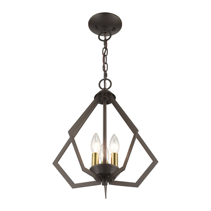 Livex Lighting - 40923-92 - Three Light Semi-Flush / Pendant - Prism - English Bronze with Antique Brass
