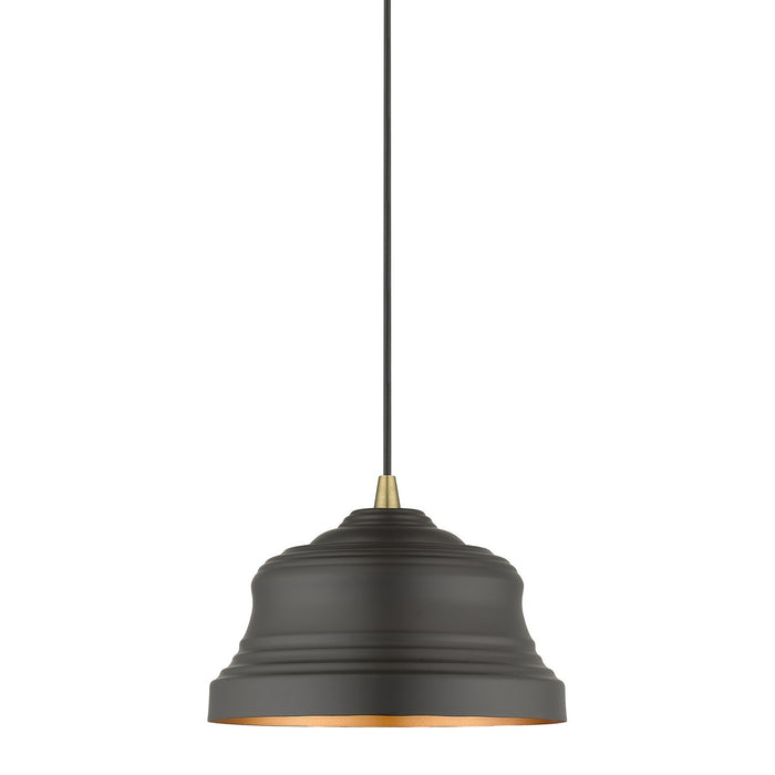 Livex Lighting - 55902-07 - One Light Pendant - Endicott - Bronze with Antique Brass