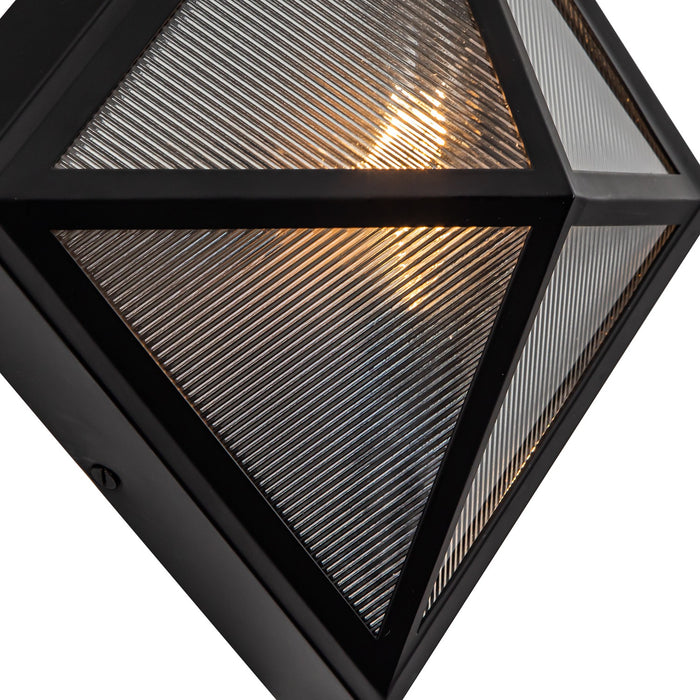 Alora - EW332511BKCR - One Light Outdoor Wall Lantern - Cairo - Textured Black/Clear Ribbed Glass