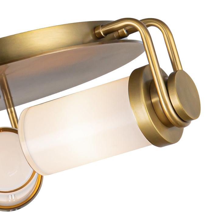 Alora - FM355317VBGO - Three Light Flush Mount - Wynwood - Vintage Brass/Glossy Opal Glass