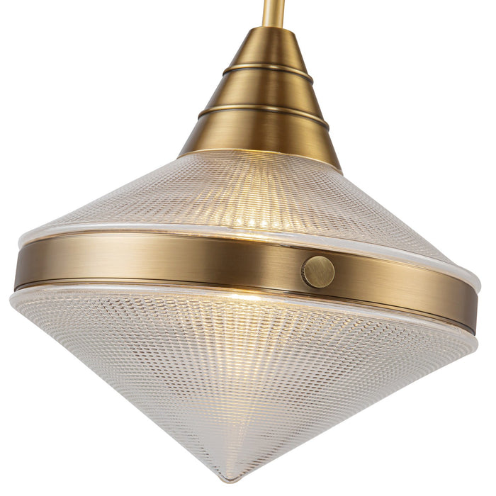 Alora - PD348114VBPG - One Light Pendant - Willard - Vintage Brass/Clear Prismatic Glass