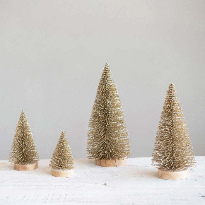 Bottle Brush Trees with Wood Bases, Set of 4-Home Accents-Creative Co-op-Lighting Design Store